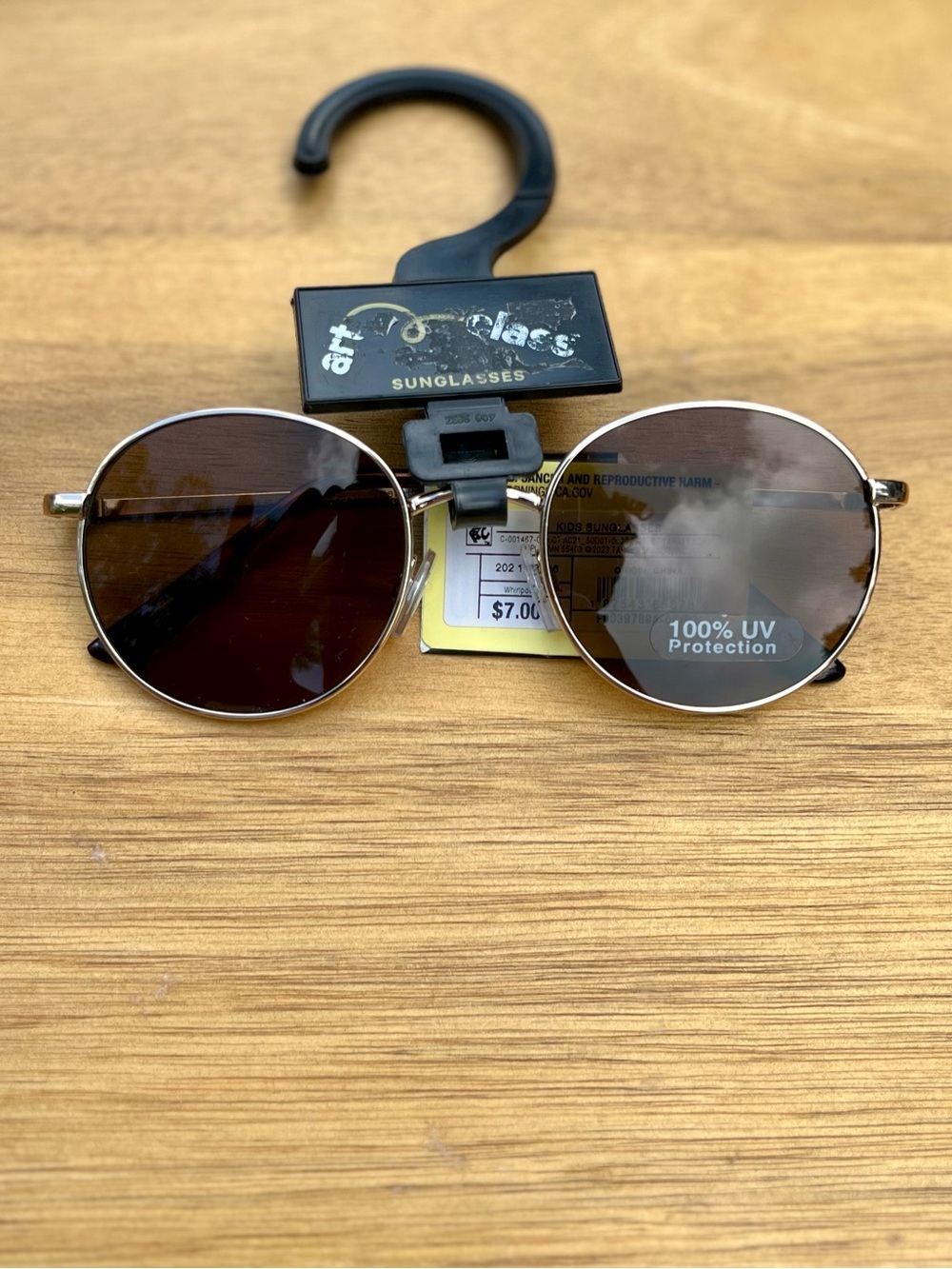 *3/$15, Art Class Round Kids Sunglasses - Gold Metal Frame & Brown Lenses